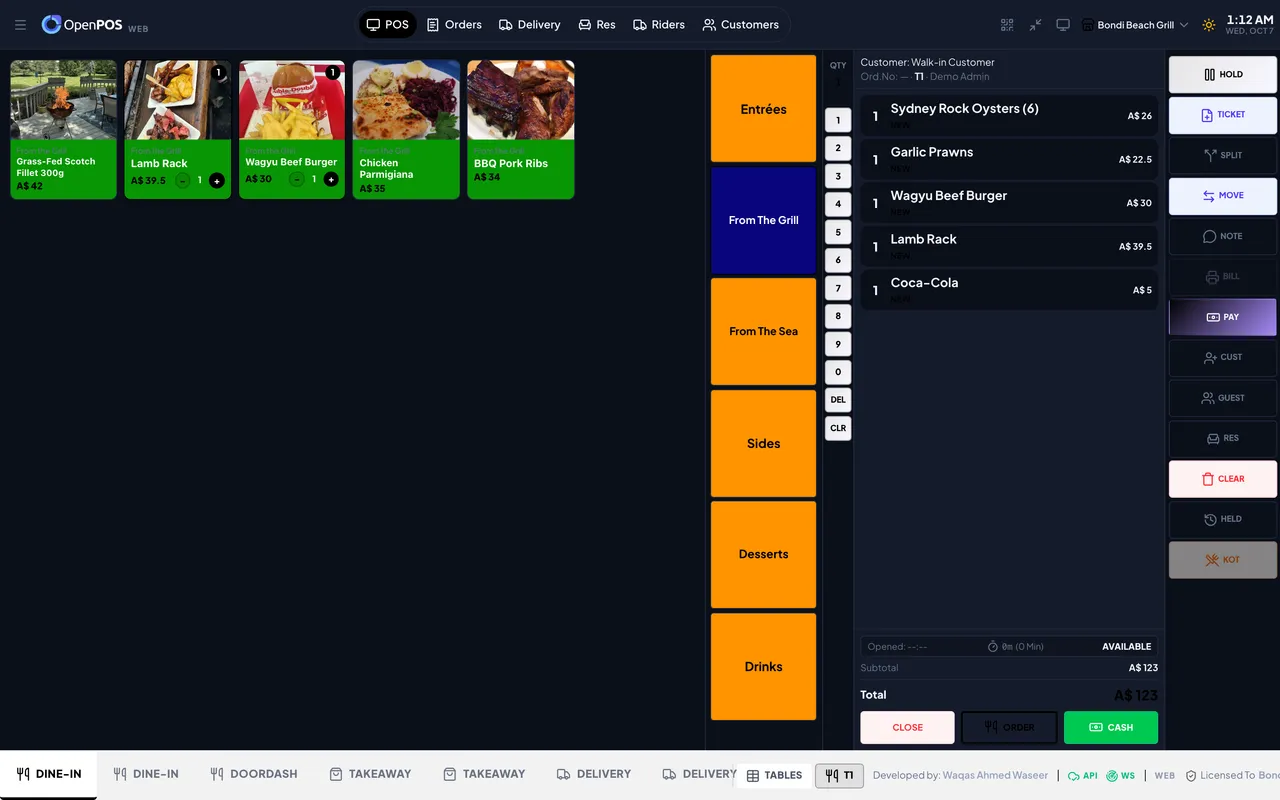 SureTill POS terminal in dark theme