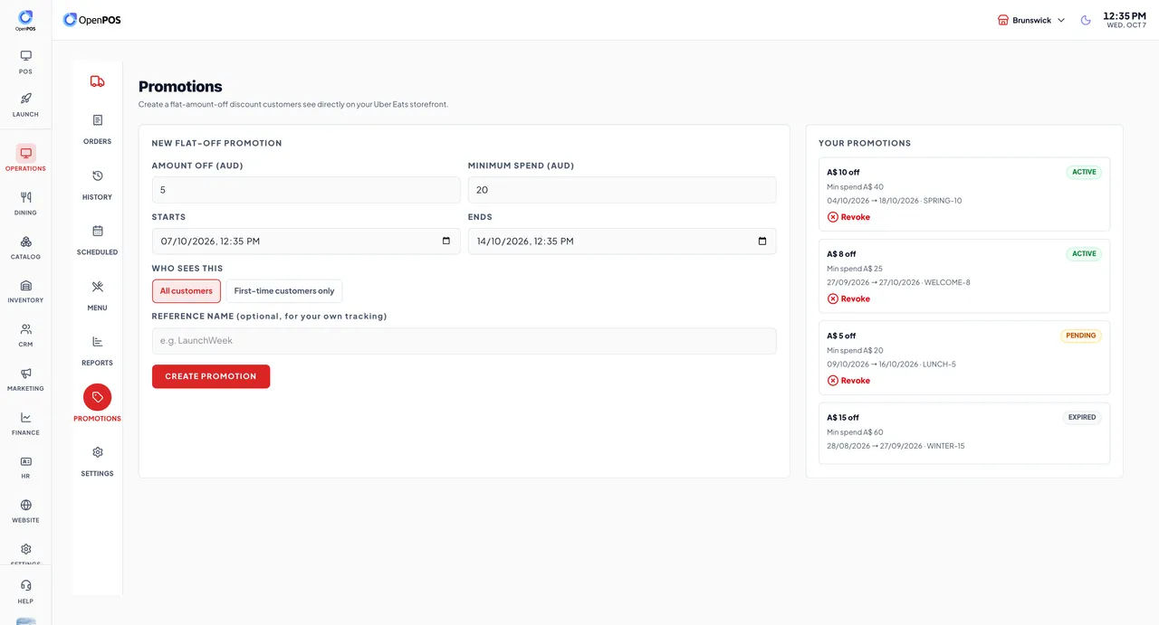 Create and manage Uber Eats promotions