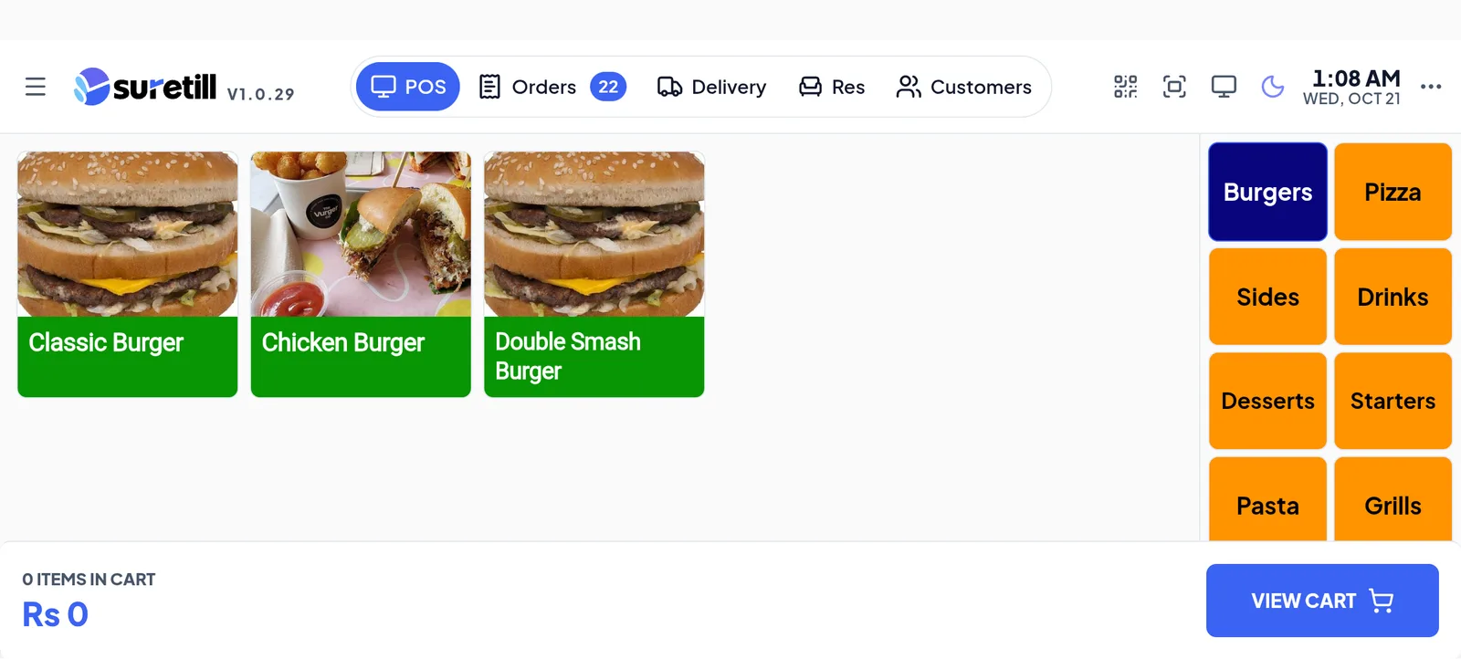 POS menu on Android