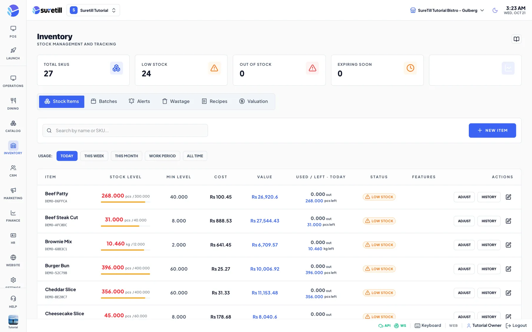 Inventory in SureTill